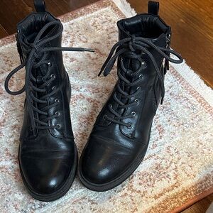 Baretaps Black Lace-Up Combat Boots w/ Side Zipper – Size 8